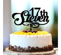 Topper per torta per 17° compleanno con nome personalizzato, decorazione per torta per 17° compleanno, in acrilico, nero, diciassette anni, 17 anni, decorazione per feste di compleanno, nome