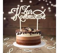Topper per torta per comunione, 1 pezzo, per la comunione, battesimo, in legno e 48 pezzi, decorazione da tavolo in legno, per la cresima, per la prima comunione, per la ragazza