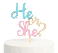 Topper per torta per feste di genere, decorazioni per torte in legno, per feste di nascita, per rivelare il sesso dei bambini, colore blu e rosa