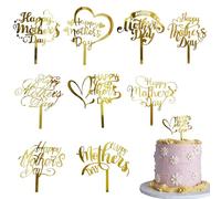Topper per torta per la festa della mamma, decorazione per cupcake, 9 pezzi, decorazione per cupcake con scritta "Happy Mother's Day" (lingua italiana non garantita)