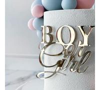 Topper per torta per ragazzo o ragazza, in acrilico, per rivelare il sesso della torta, decorazione per torta per baby shower, per lui o lei, per rivelare il genere dei bambini, forniture per feste di