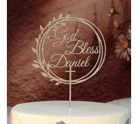 Topper per torta personalizzato con colomba con croce Mi Bautizo, 13 colori, decorazione per torta battesimo con nome e data per battesimo religioso, baby shower, festa di compleanno (stile 1)