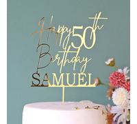 Topper per torta personalizzato con nome ed età per 50° compleanno e anniversario, 30°, 40°, 60°, 70°, 80°, regali per lei, lui, fidanzato, fidanzata, mamma, famiglia, San Valentino, Festa della Mamma