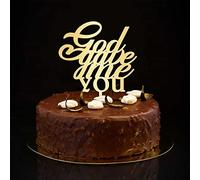 Topper per torta personalizzato con scritta in lingua inglese "God Gave Me You", per matrimonio, addio al nubilato, regalo per addio al nubilato, colore oro, 15,2 cm