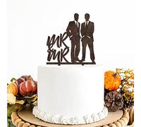 Topper per torta rustico con due uomini, con sagoma dello stesso sesso, decorazione per torta omosessuale, decorazione per matrimonio gay e sposo, decorazione rustica LGBT
