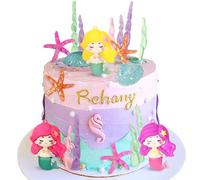 topper per torta sirena di lusso decorazione per torta under the sea conchiglia cake topper topper per torta coda di sirena forniture per feste a forma di sirena topper per torte a forma di stella mar
