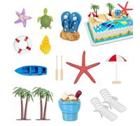 Topper per torta - Topper per torta da 1-2 cm, Toppe per tora a tema spiaggia, Decorazioni per cupcake tropicali in resina | 15 decorazioni in miniatura durevoli per cupcake da spiaggia, per sedia a