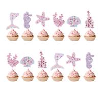 Topper per Torte,Sirena Cake Topper 24 Pezzi Stuzzicadenti Bandiera per Bambina Ragazzo Bambini Compleanno Tema Party Regalo Torta Decorazioni