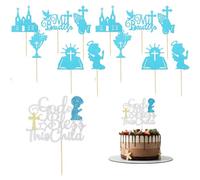 Topper Prima Comunione per Torta, 13 Pezzi, 7 Stili Differenti, Decorazioni per Cake e Cupcake, Toppers per Battesimo, Adatto per Torte, Dolci e Feste