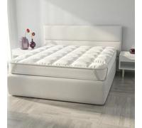 Topper Singolo in Microfibra con Imbottitura di 300gr/mq - NON SCIVOLA con Cinghie Angolari - Facile da Lavare, Trapuntato per Mantenere Uniforme l'Imbottitura e la Morbidezza nel Tempo (80x195cm)