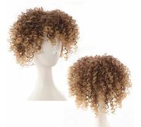 Topper sintetico medio corto afro riccio con tre clip in extension per capelli da 8 pollici, può coprire i peli bianchi senza peli-27T33-8 pollici