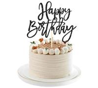 Topper Torta Buon Compleanno, Decorazioni Torta Compleanno, Happy Birthday Cake Topper, Happy Birthday Decorazione con Glitter per Torta Bambini Cupcake Feste Compleannos (Nero)