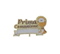 Topper Torta Prima Comunione in Legno Cm.15 (ORO)