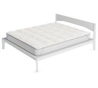 Topper Trapuntato Imbottito Matrimoniale in Fibra di Lino con Elastici Grigio Chiaro