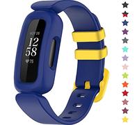 TopPerfekt Cinturini compatibili con Fitbit Ace 3 per bambini, in morbido silicone impermeabile, cinturino di ricambio per Fitbit Ace 3 ragazzi ragazze (anello di chiusura blu/giallo)