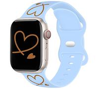 TopPerfekt Cinturino compatibile con cinturini Apple Watch, 41 mm, 40 mm, 38 mm, morbido silicone oro con motivo a cuore stampato per iWatch Serie SE 7, 6, 5, 4, 3, 2, 1, per donne e uomini (Lilla)