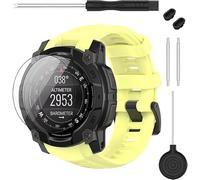 TopPerfekt Cinturino compatibile con Garmin Instinct 3 45/50 mm AMOLED/solare, in morbido silicone, 22/26 mm e 2 pellicole protettive per display per Instinct 3 Smart Watch per donne e uomini