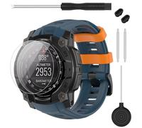 TopPerfekt Cinturino compatibile con Garmin Instinct 3, morbido silicone di ricambio 22/26 mm e 2 protezioni per istinto 3 45/50 mm AMOLED/Solar Smart Watch per donna uomo, 26mm
