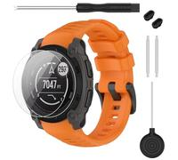 TopPerfekt Cinturino compatibile con Garmin Instinct E 40 mm 45 mm, cinturino di ricambio in silicone morbido 20 mm, 22 mm e 2 protezioni per lo schermo per Instinct E Smart Watch per donne e uomini
