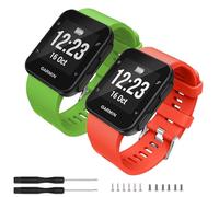 TopPerfekt Cinturino di ricambio compatibile con Garmin Forerunner 35, in morbido silicone, per smartwatch Garmin Forerunner 35, adatto per polsi da 130 a 230 mm, 2-Verde, Rosso Arancione, 5.11"-9.05