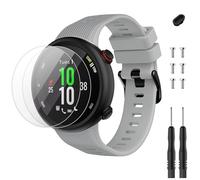 TopPerfekt Cinturino di ricambio compatibile con Garmin Forerunner 45 e 2 pellicole protettive, cinturino sportivo in silicone per Forerunner 45