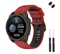 TopPerfekt Cinturino di ricambio da 22 mm compatibile con Garmin Fenix 8 da 47 mm, in morbido silicone per Instinct 3 45 mm/Tactix 8 47 mm/Descent G1/G2 Smart Watch per donne e uomini (rosso, nero)