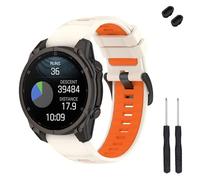 TopPerfekt Cinturino di ricambio da 22 mm compatibile con Garmin Fenix 8 da 47 mm, in morbido silicone per Instinct 3 45 mm/Tactix 8 47 mm/Descent G1/G2 Smart Watch per donne e uomini (Starlight