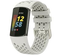 TopPerfekt Cinturino sportivo compatibile con Fitbit Charge 5, regolabile e traspirante in morbido silicone sportivo cinturino di ricambio per Charge 5 Activity Tracker donne uomini (bianco lunar)