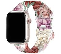 TopPerfekt Cinturino sportivo stampato su entrambi i lati, compatibile con Apple Watch da 42/44/45/49mm, in silicone, motivo floreale, senza sbiadimento, per iWatch Serie8 7, 6, 5, 4, 3, 2, 1 SE Ultra