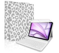 TopPerfekt Custodia con tastiera Bluetooth per iPad Air 11" M2 2024/M3 2025, con 2 confezioni di vetro temperato con durezza 9H, Pro 11 (4a, 3a, 2a, 1stGen 2022/2021/2020/2018), per iPad Air4/5th 11