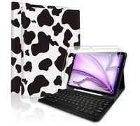 TopPerfekt Custodia per tastiera Bluetooth per iPad Air 11" M2 2024/M3 2025 con 2 confezioni di vetro temperato con durezza 9H, Pro 11 (4a, 3a, 2a, 1a generazione 2022/2021/2020/2018), per iPad Air4