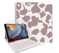 TopPerfekt Custodia per tastiera per iPad di 9a generazione da 10,2" 2021, magneticamente assorbente, funzione sleep/wake automatica, portapenne con 2 pellicole temperate per iPad 8a/7a generazione