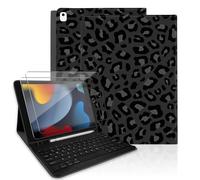 TopPerfekt Custodia per tastiera per iPad di 9a generazione da 10,2" 2021, magneticamente assorbente, funzione sleep/wake automatica, portamatite con 2 pellicole temperate per iPad 8a/7a generazione