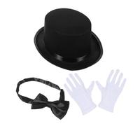 TOPPERFUN 1 Set Guanti per cabina da cappello i ragazzi si vestono in costume per giocare oggetti di scena per giochi di ruolo da detective cappello a cilindro da uomo Cappello mago tessuto