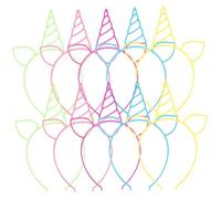 TOPPERFUN 10 pezzi Cerchietti Unicorno Colorati Fasce con Corna per Halloween e Feste Cosplay Bambine Accessori Leggeri e Comodi per Mascherate e Carnevale