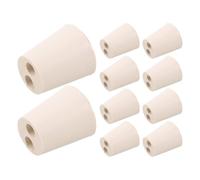 TOPPERFUN 10 Tappi in Gomma Conici Beige con Doppio Foro Diametro 19 MM Tenuta Stagna per Fiaschette e Provette da Laboratorio Forniture Chimiche Riutilizzabili per Esperimenti