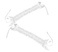 TOPPERFUN 2 Pezzi Fascia Larga Elastica in Pizzo Bianco Arricciato per Chioma da Donna Copricapo Cosplay Lolita Vintage Kawaii Fiocco Accessori per Tea Party e Abbigliamento Cosplay