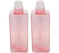 TOPPERFUN 2 Pezzi Flaconi per Emulsione Quadrati Rosa 650 Ml, Dispenser Pompa Manuale Ricaricabile per Shampoo, Sapone Liquido e Lozioni, Bottiglie per Uso Domestico, Bagno e Hotel