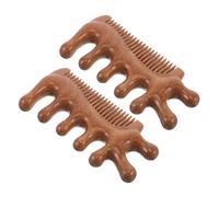 TOPPERFUN 2 pezzi Pettine Massaggio in Legno di Sandalo per Capelli Viso e Occhi con Gua Sha Massaggiatore Scalp e Strumento Multifunzione per Relax e Circolazione