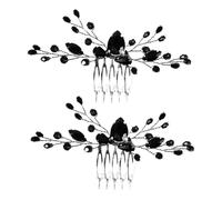 TOPPERFUN 2 Pezzi Pettini per Chioma da Sposa Strass Neri Accessori Laterali Decorativi Vintage per Matrimonio e Festa Nuziale Pettini Decorativi Eleganti per Donne e Damigelle D’Onore