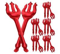 TOPPERFUN 25 Pezzi Fascia di Halloween a Rosso Corna Diavolo da Alluminio Pellicola e in Palloncino Tridente per Decorazioni Feste Tema Party