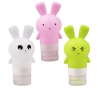 TOPPERFUN 3 pezzi Bottiglie Squeeze per Lozione Perdite Contenitori Vuoti Silicone Coniglio per Viaggi Adatti per Shampoo e per La Della