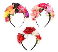 TOPPERFUN 3 Pezzi Cerchietti Fiori Messicani Fasce Floreali Gotiche per Halloween e Feste Corona di Rose Realistica per Cosplay e Accessori Chioma