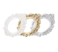 TOPPERFUN 3 pezzi Cornici Vintage Rotonde Mini in Resina per Decorazioni Casa e Artigianato DIY Mini Cornici Foto Barocche per Microambienti Colori Oro Argento Bianco