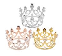 TOPPERFUN 3pezzi Corone di Compleanno Mini in Argento Oro Rosa per Torta con Perla Finta per Decorazioni per Torte da Tavolo da Dessert per Ragazzo Ragazza Ragazza