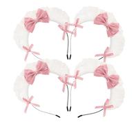 TOPPERFUN 4pezzi Copricapo in Pizzo Fiocco per Donna Accessori per Costumi da Cameriera Fascia per Capelli Carina Lolita Cerchietto da Cameriera per Cosplay e Feste tra Ragazze