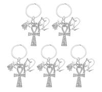 TOPPERFUN 5 Pezzi Portachiavi Occhio Egizio, Ankh Charm Keychain, Lega Argento, Vintage, Souvenir da Viaggio, per Portachiavi Auto e Borsa, per Tour di Gruppo