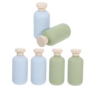 TOPPERFUN 6 Pezzi Bottiglie da Viaggio per Lozioni Contenitori Ricaricabili con Tappo Flip Top Antiscivolo Design Avocado Verde e Blu per Shampoo e Balsamo