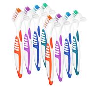 TOPPERFUN 8pezzi Spazzolino Doppio Lato Per Dentiere Da Colorati Arancione Spazzola Portatile Per Pulizia e Protesi Morbido e Delicato Sulla Superficie Della Dentiera Per Viaggi e Attività