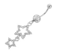 TOPPERFUN Anello Ombelico Pendente a Strati Con Ciondolo Stella e Strass Scintillanti, Gioielli Per La Pancia in Metallo Sicuro, Piercing Donna Versatile Per Ogni Occasione